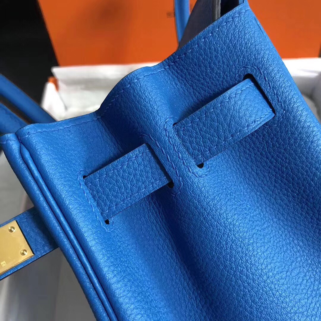 Hermes Birkin 30CM Togo Leather Handbag Peacock Blue